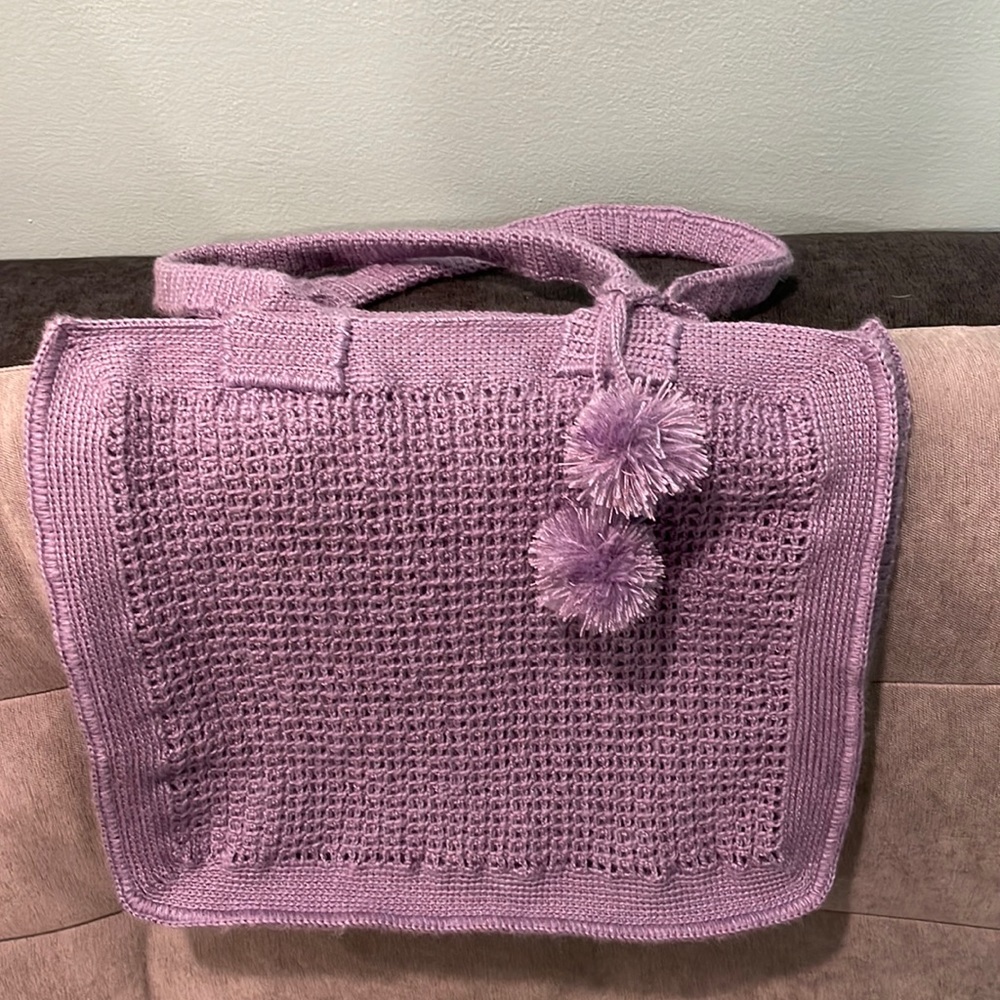 Tote with Handles Crocheted Medium Hand made New